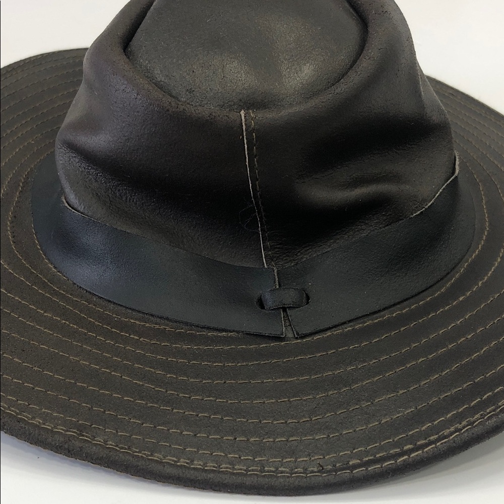 🤠Brown Genuine Leather Trilby / Fedora / Rancher Hat – Size M - Picture 6 of 16